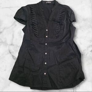 Express Short Sleeve Black Button Down Size Large